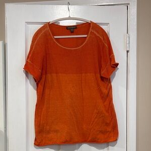 Tommy Bahama Women's Orange Short Sleeve Top Textured Sweater Cotton XL